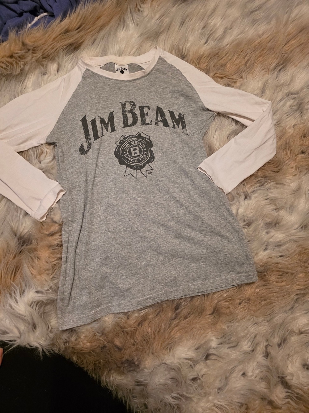 Jim Beam Women's Grey Raglan Long Sleeve Tee